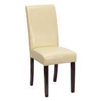 Flash Furniture Ivory Leather Parson’s Chair with Mahogany Finished Legs BT-350-IVORY-050-GG